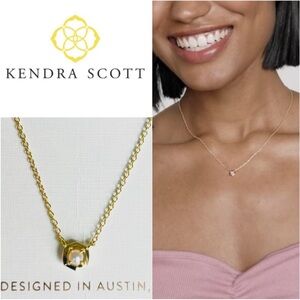 Kendra Scott Leisel Gold Pendant Necklace in Freshwater Cultured Pearl NWT